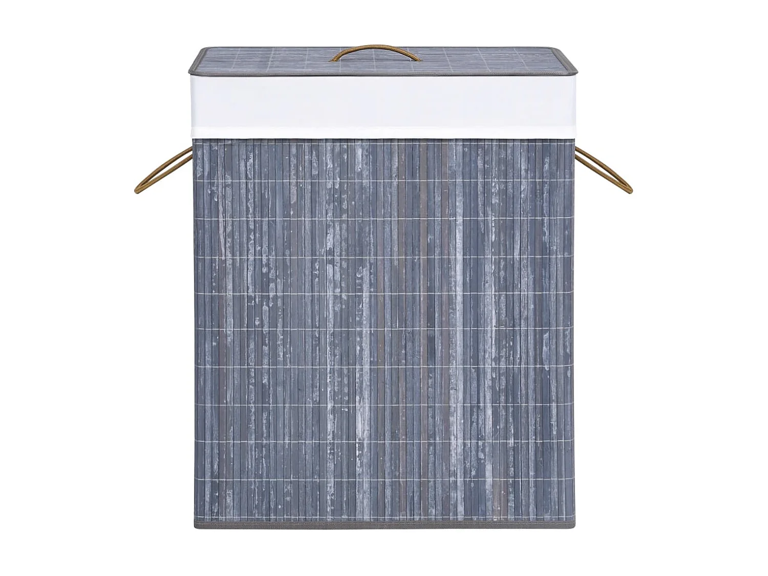 Panier à linge avec 2 sections bambou gris 100 L