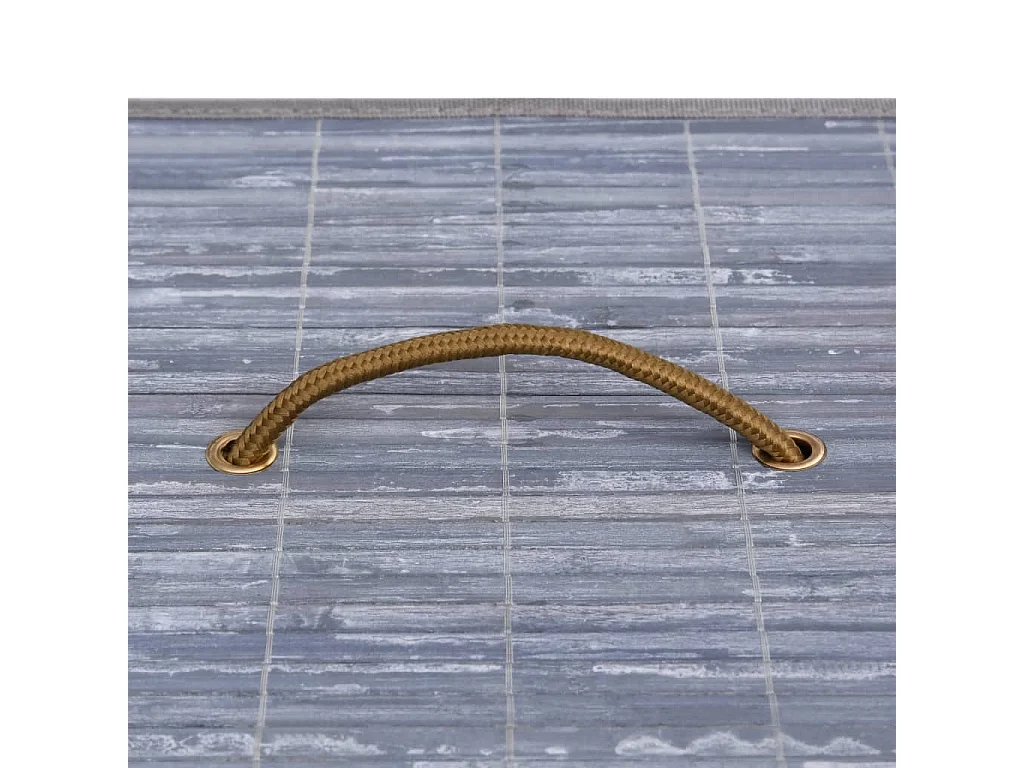 Cesta para la ropa sucia con 2 compartimentos, bambú gris, 100 L