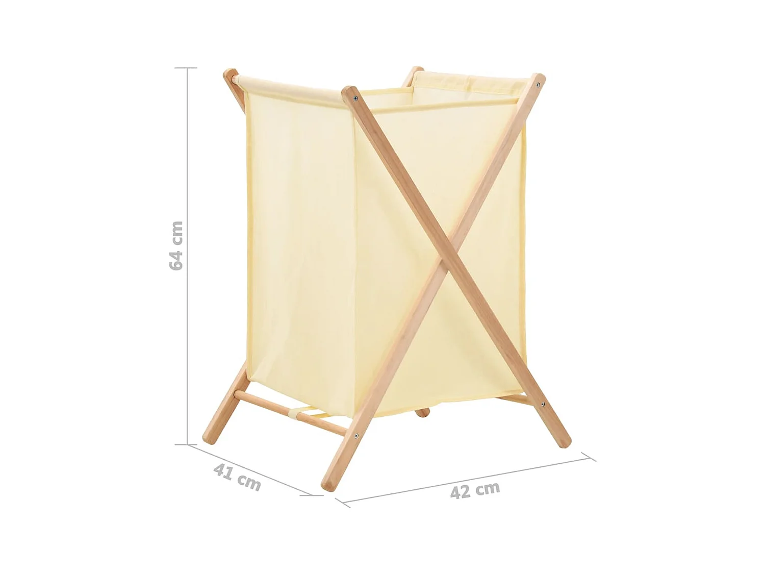 Cesto portabiancheria in legno di cedro e tessuto beige 42 x 41 x 64 cm