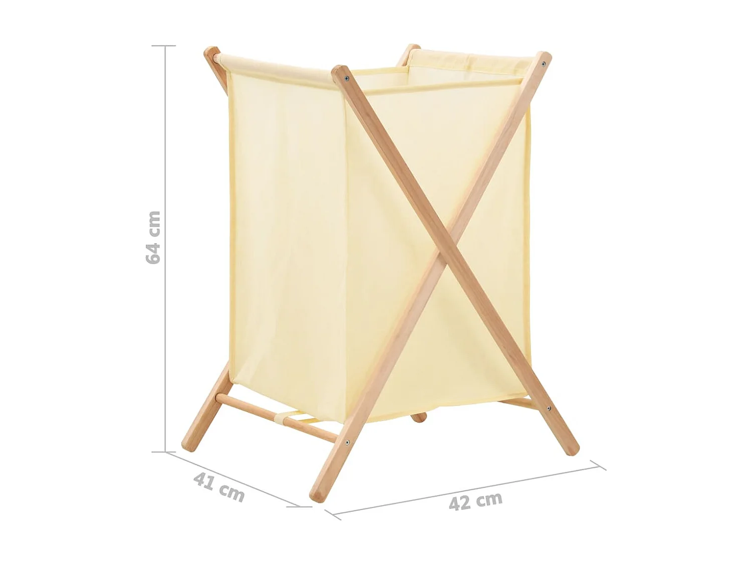 Panier à linge Bois de cèdre et textile Beige 42 x 41 x 64 cm