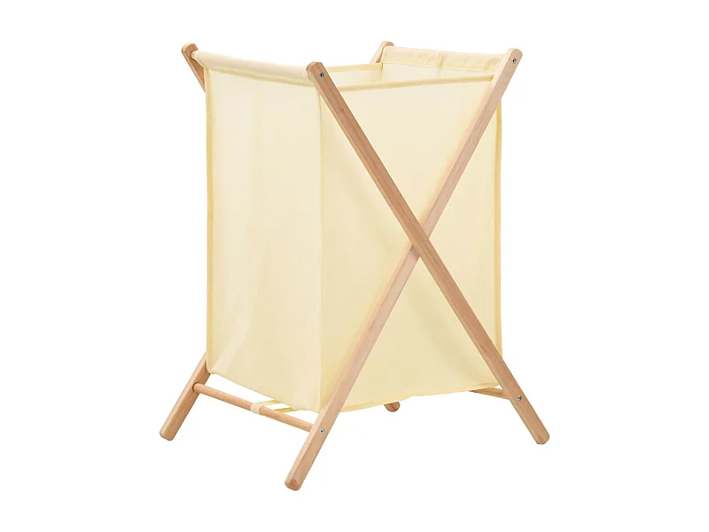 Cesto portabiancheria in legno di cedro e tessuto beige 42 x 41 x 64 cm