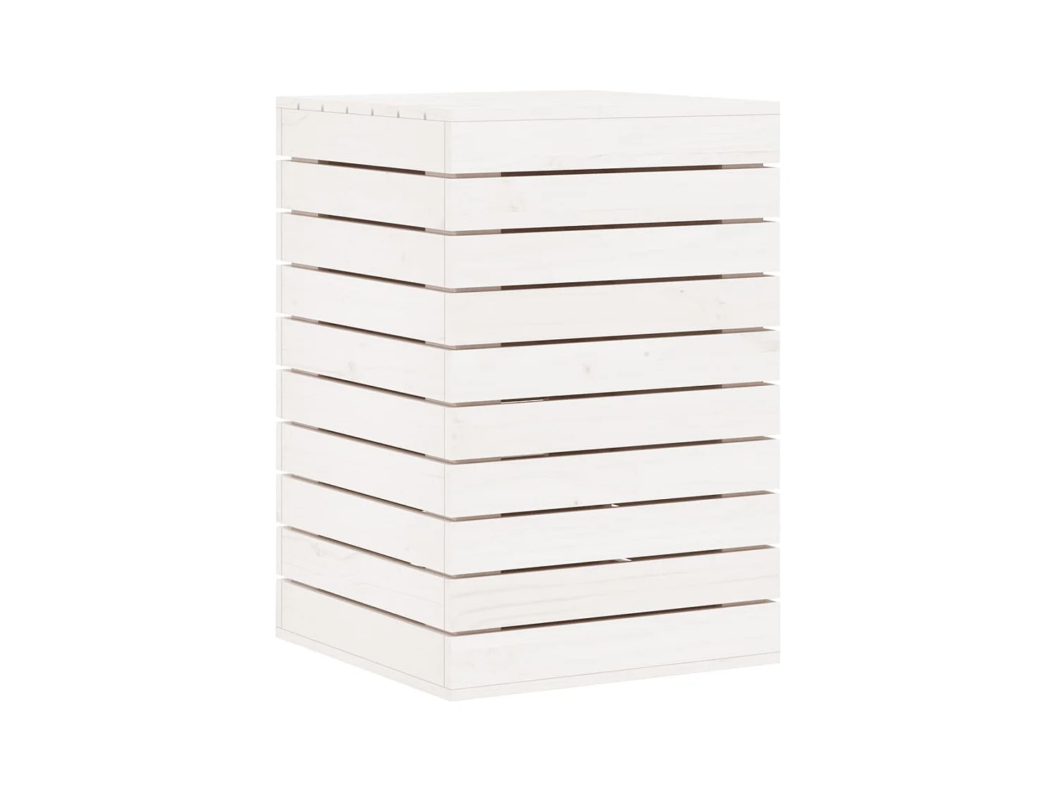 Panier à linge blanc 44x44x66 cm bois massif de pin