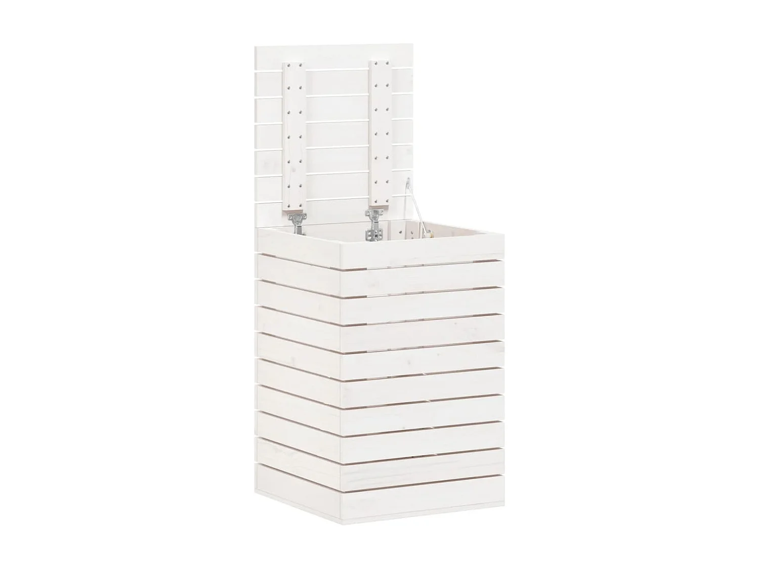 Panier à linge blanc 44x44x66 cm bois massif de pin