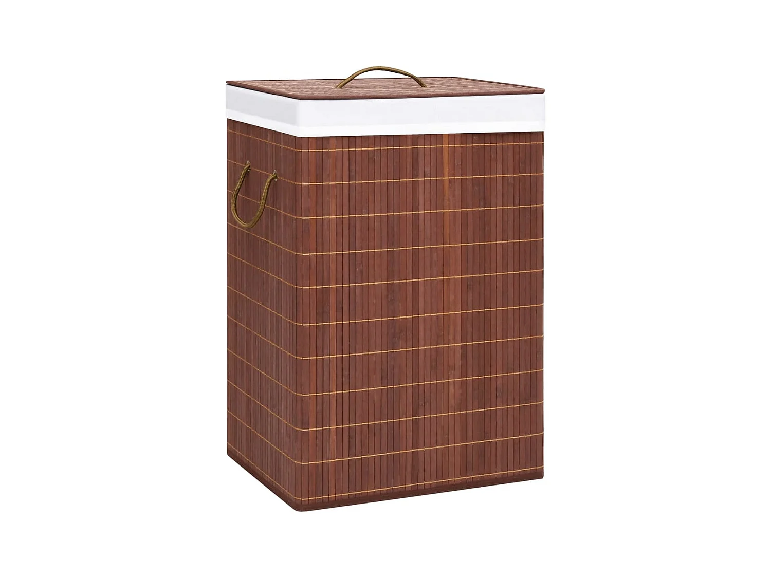 Panier à linge avec 2 sections bambou marron 72 L