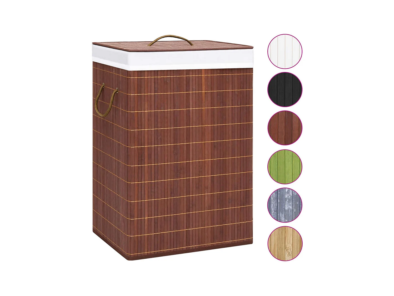 Panier à linge avec 2 sections bambou marron 72 L