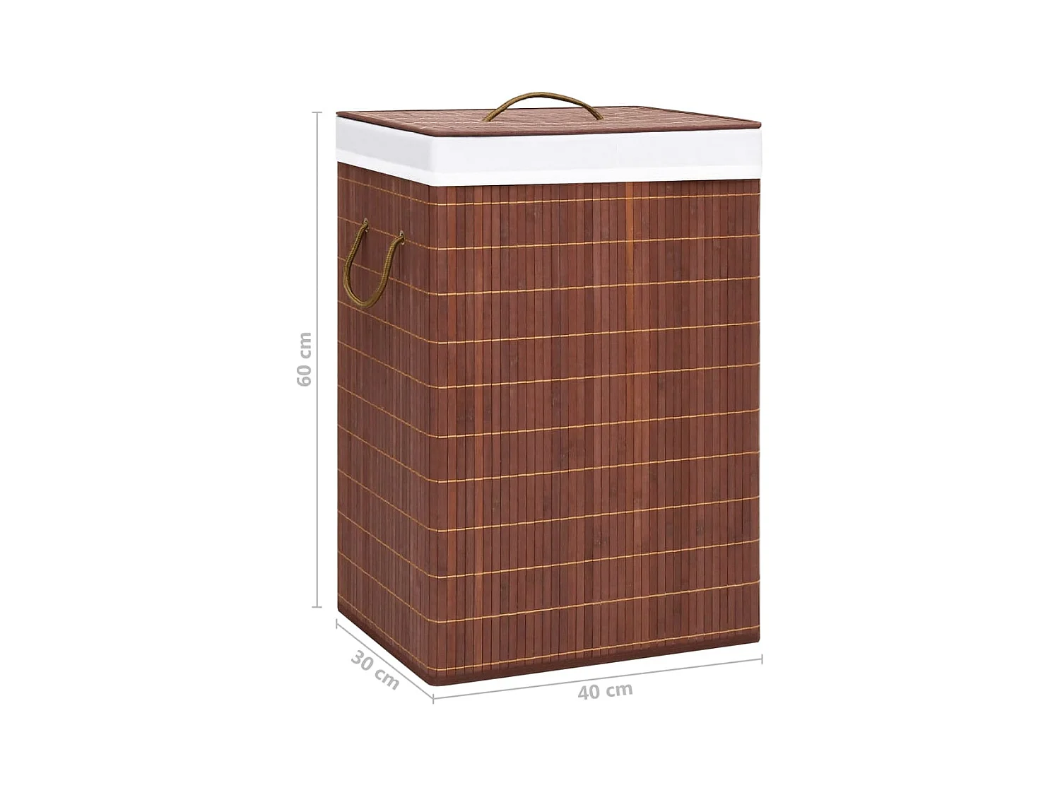 Panier à linge avec 2 sections bambou marron 72 L