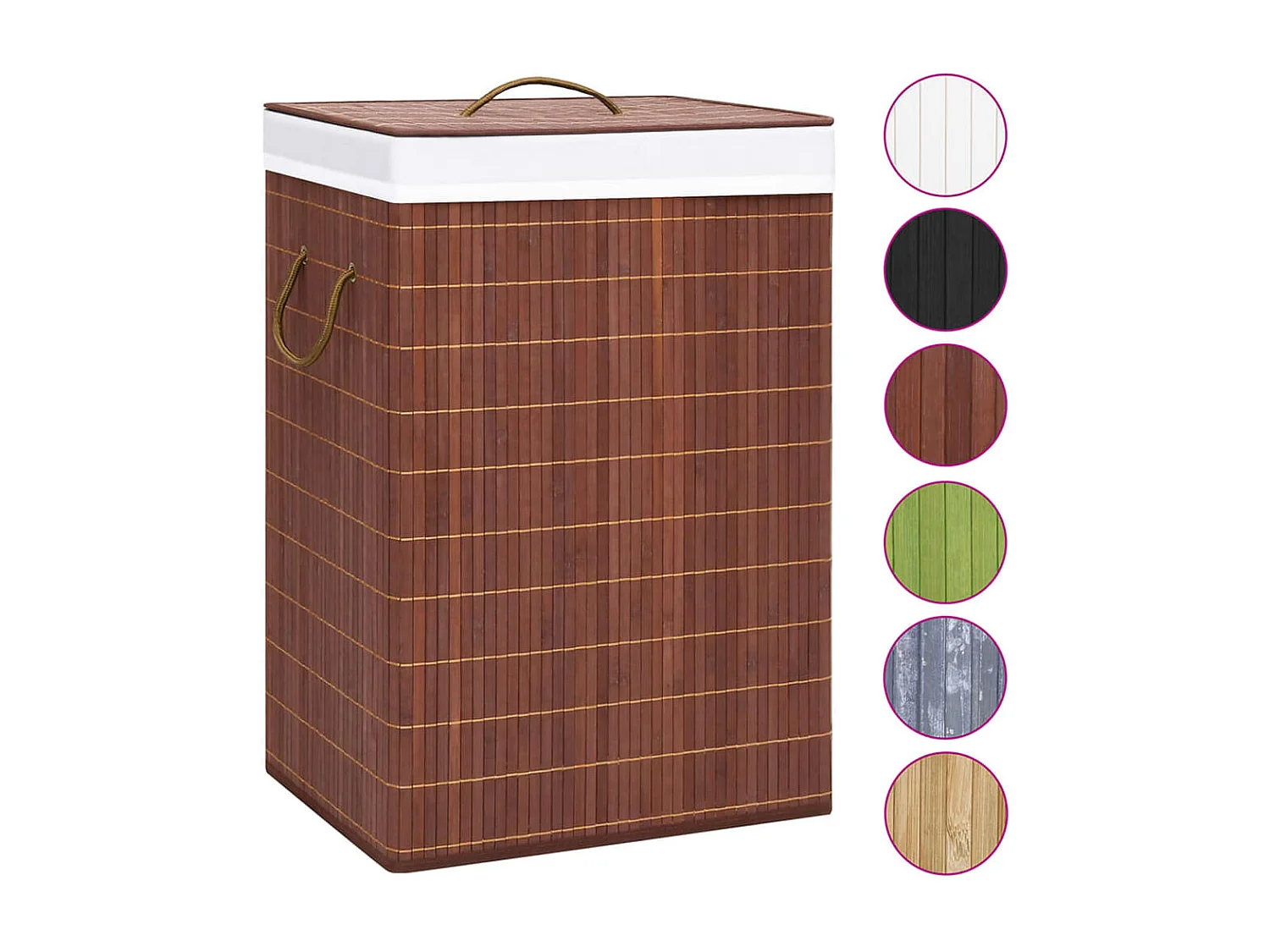 Panier à linge avec 2 sections bambou marron 72 L