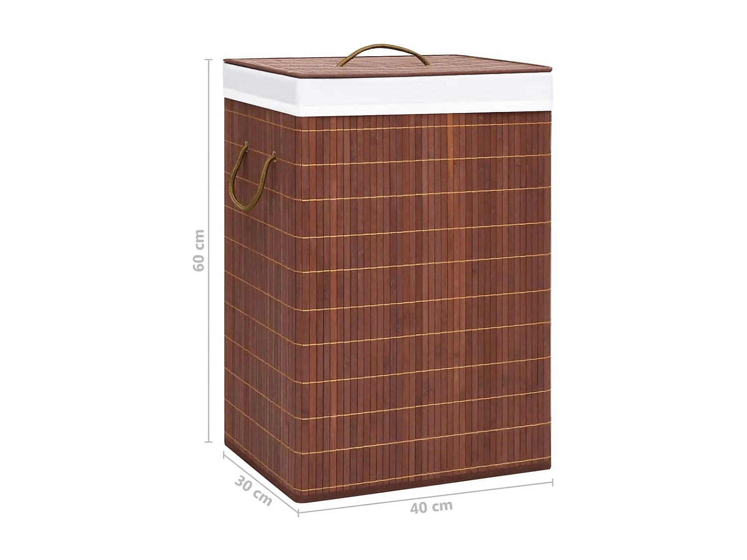 Panier à linge avec 2 sections bambou marron 72 L