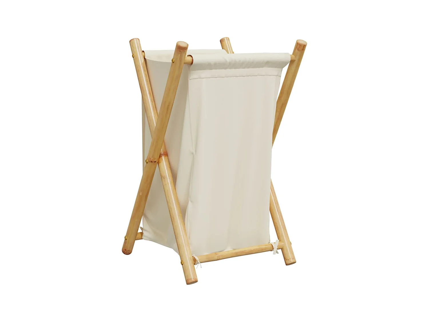 Panier à linge blanc crème 41,5x36x63,5 cm bambou