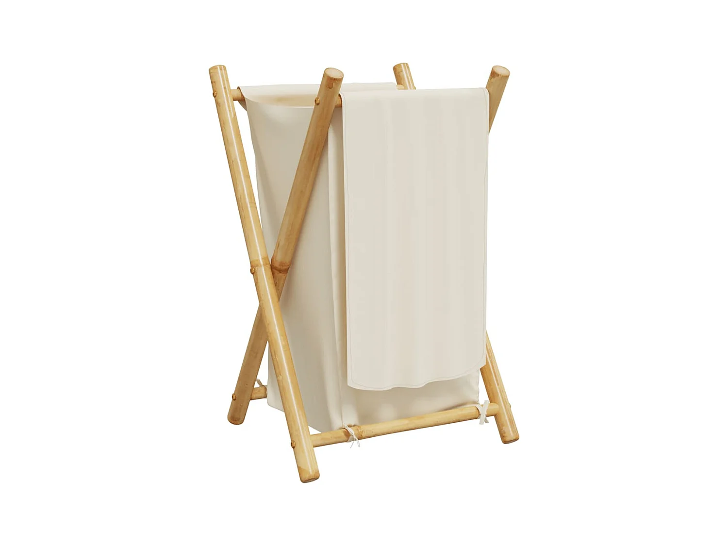 Panier à linge blanc crème 41,5x36x63,5 cm bambou