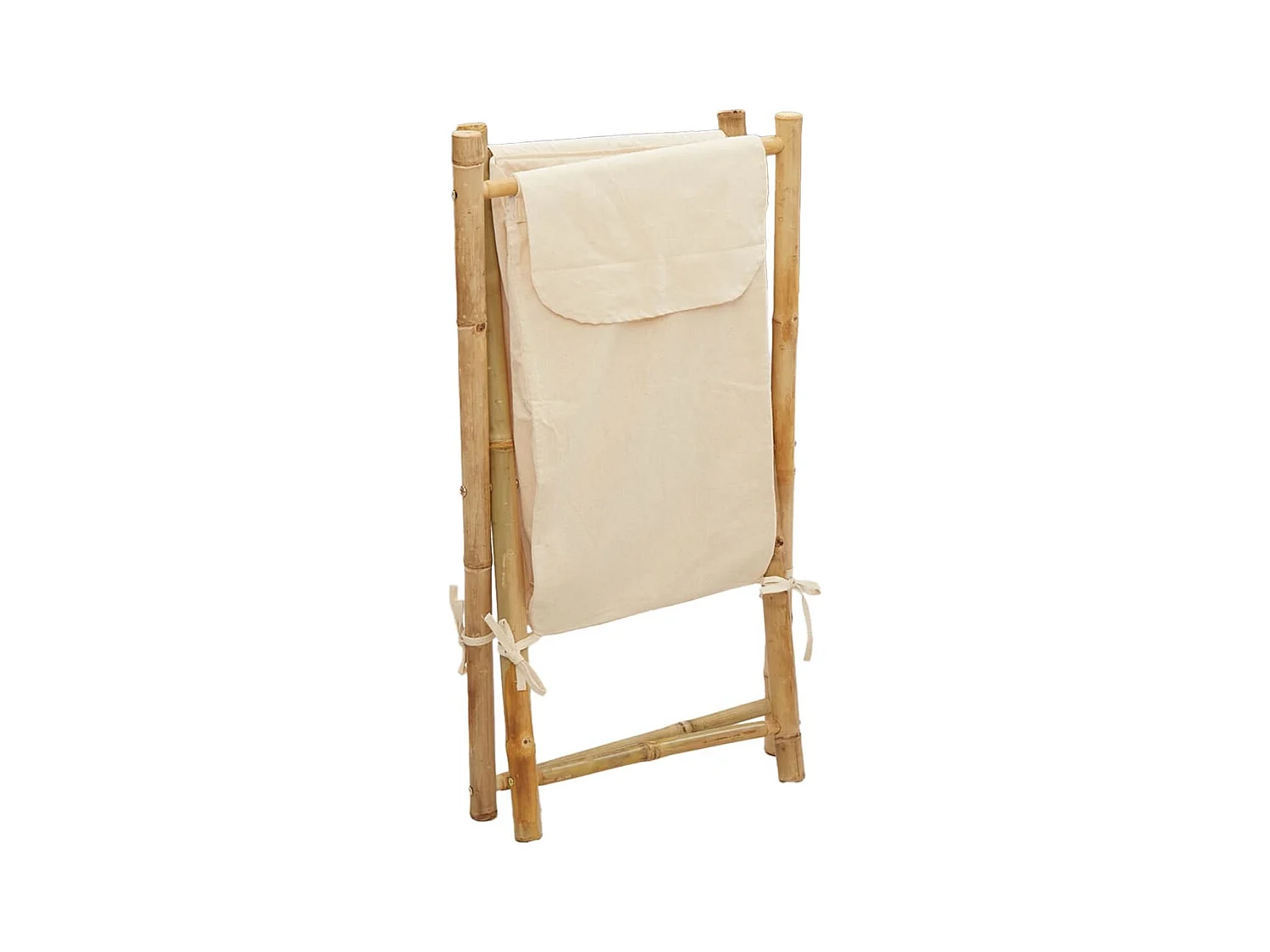 Panier à linge blanc crème 41,5x36x63,5 cm bambou