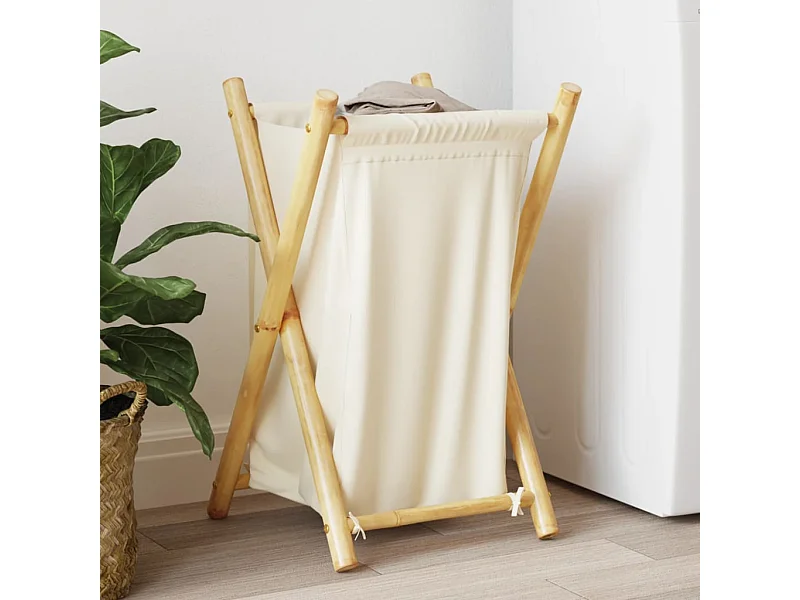 Crèmewitte wasmand 41,5x36x63,5 cm bamboe