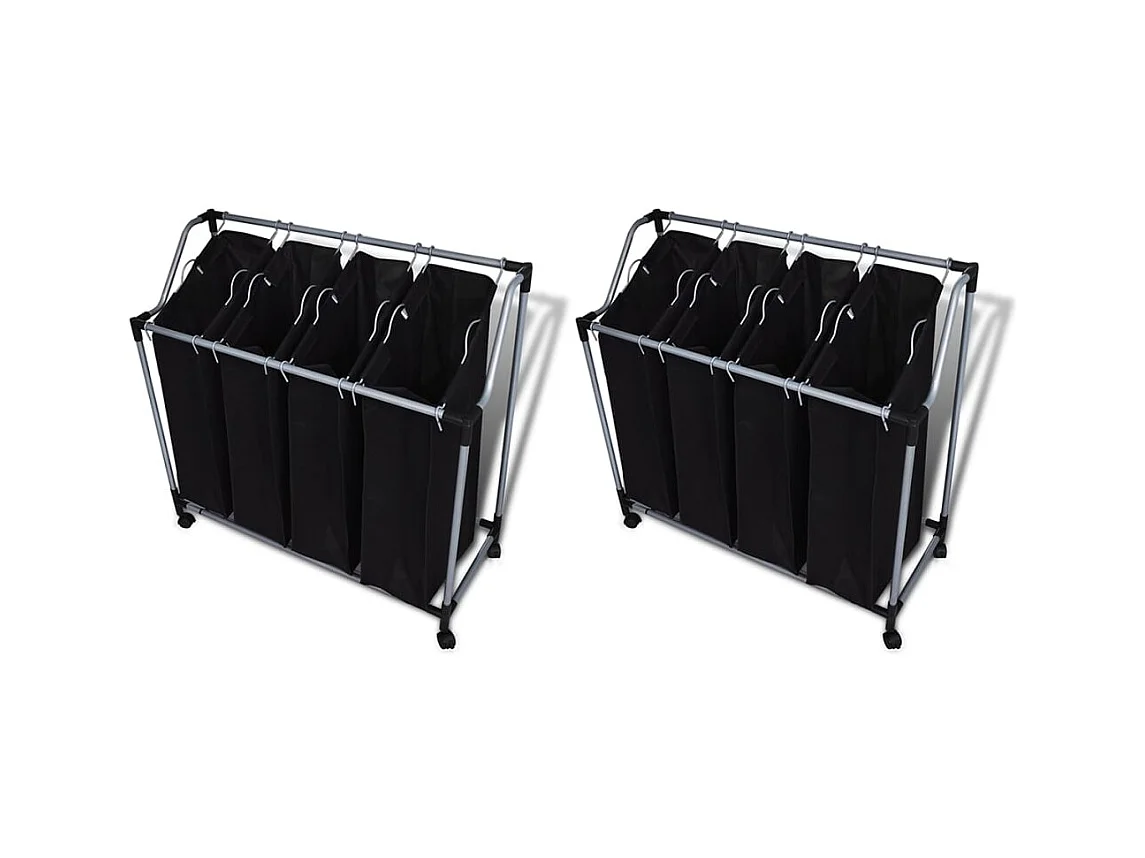 Cestini portabiancheria con 2 sacchi Nero e Grigio