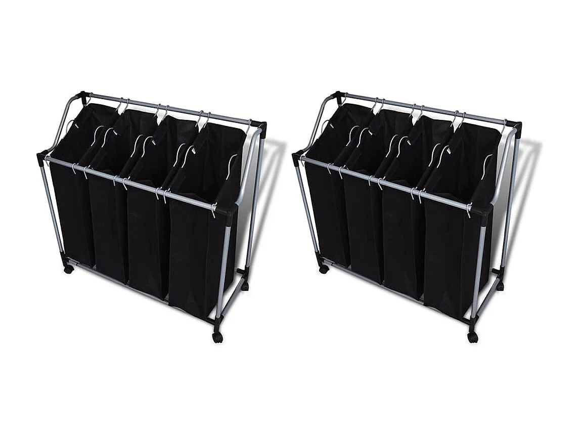 Trieuses à linge avec sacs 2 pcs Noir et Gris