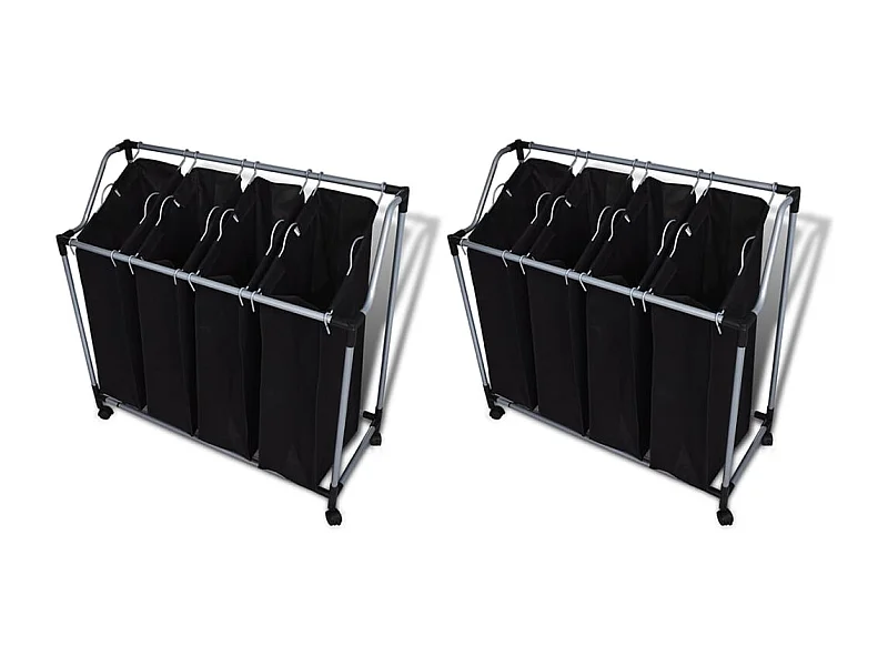 Trieuses à linge avec sacs 2 pcs Noir et Gris