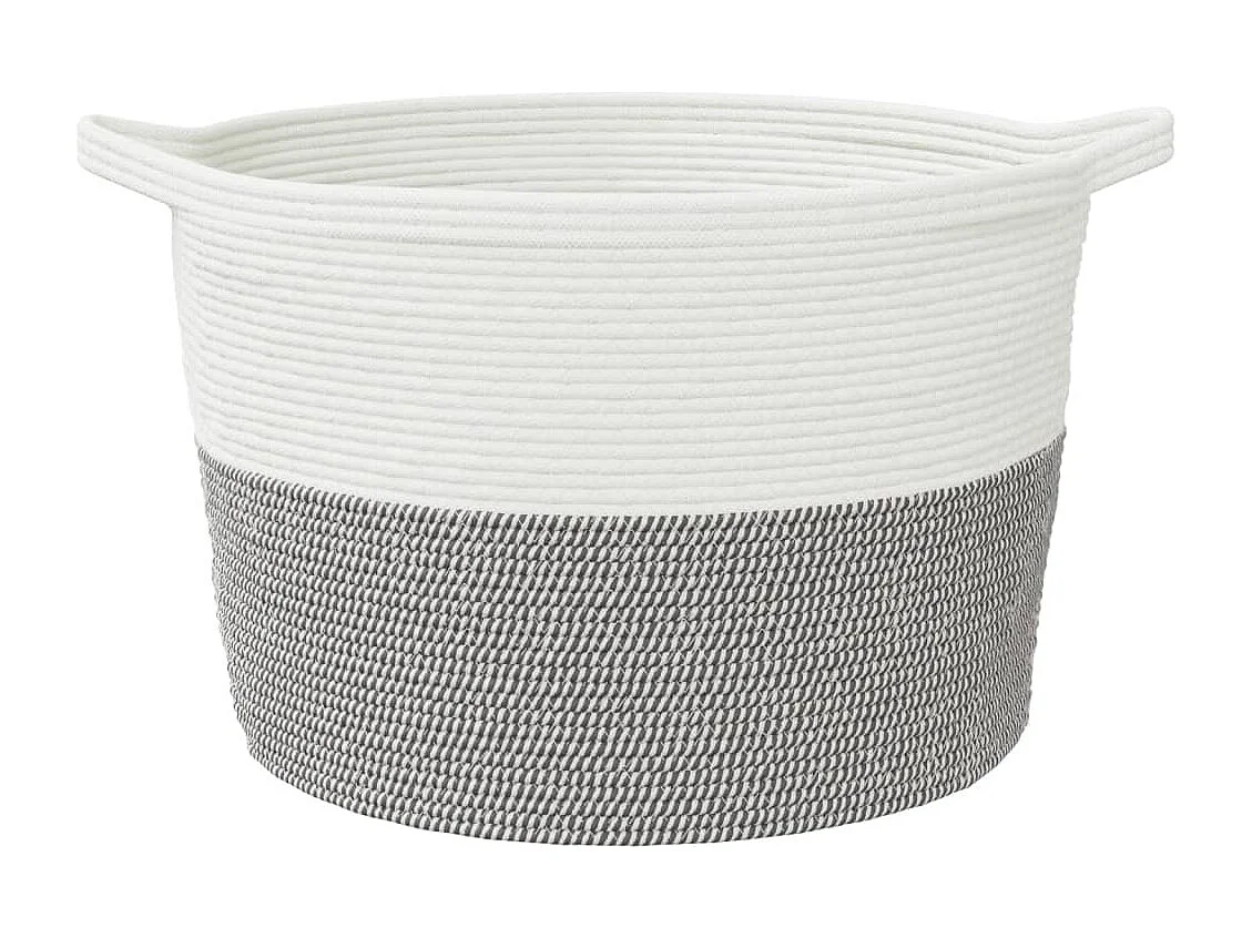 Cesto portabiancheria grigio e bianco Ø60x36 cm cotone