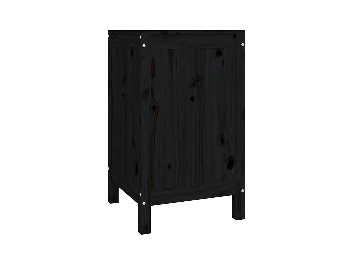 Boîte à linge Noir 44x44x76 cm Bois massif de pin