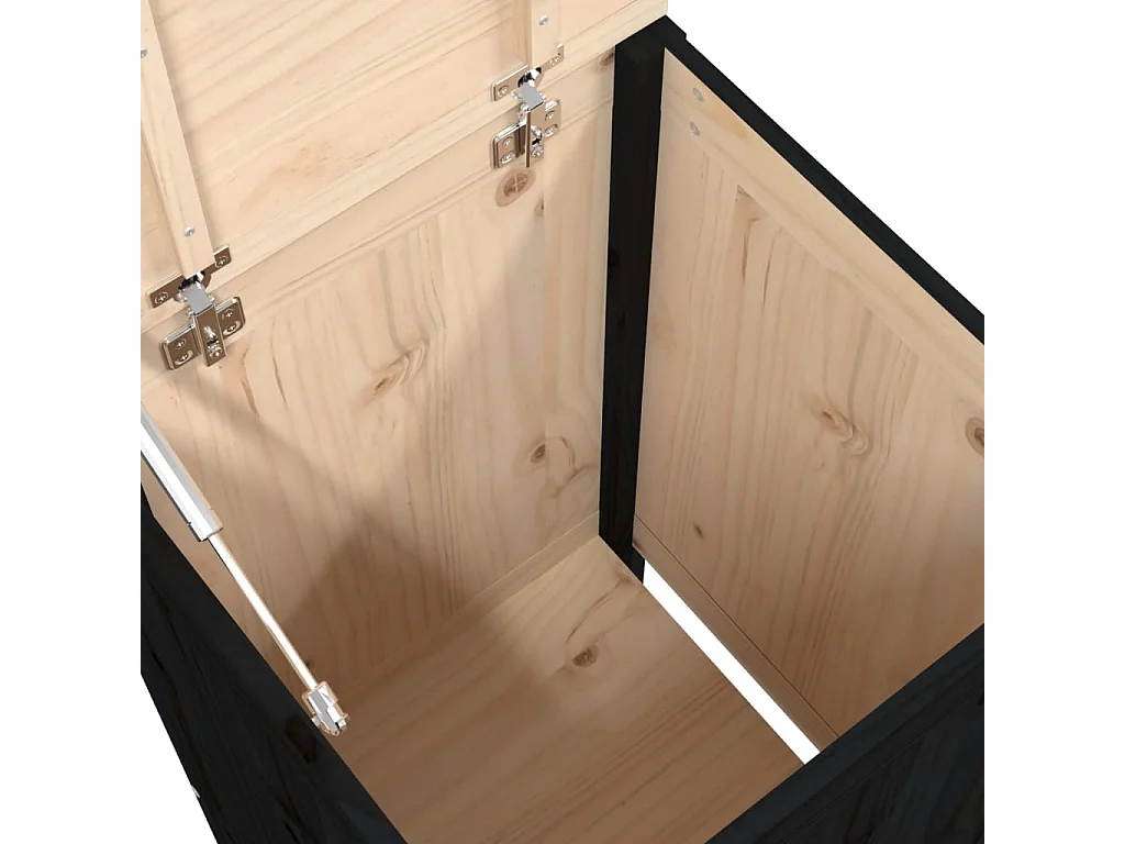 Boîte à linge Noir 44x44x76 cm Bois massif de pin