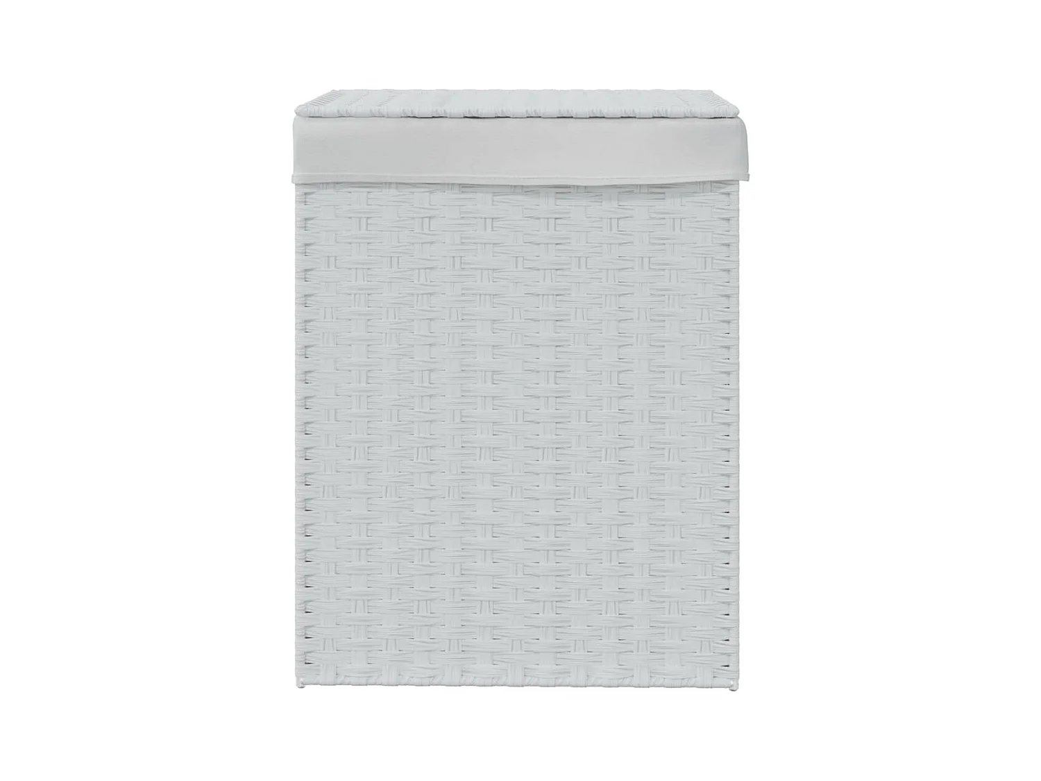 Panier à linge avec couvercle blanc 46x33x60 cm résine tressée