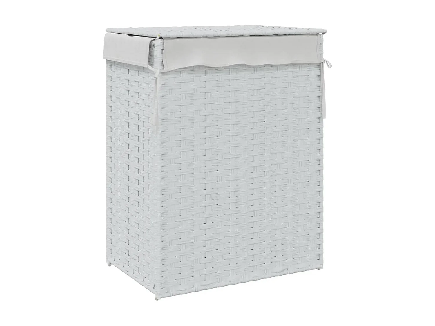 Panier à linge avec couvercle blanc 46x33x60 cm résine tressée