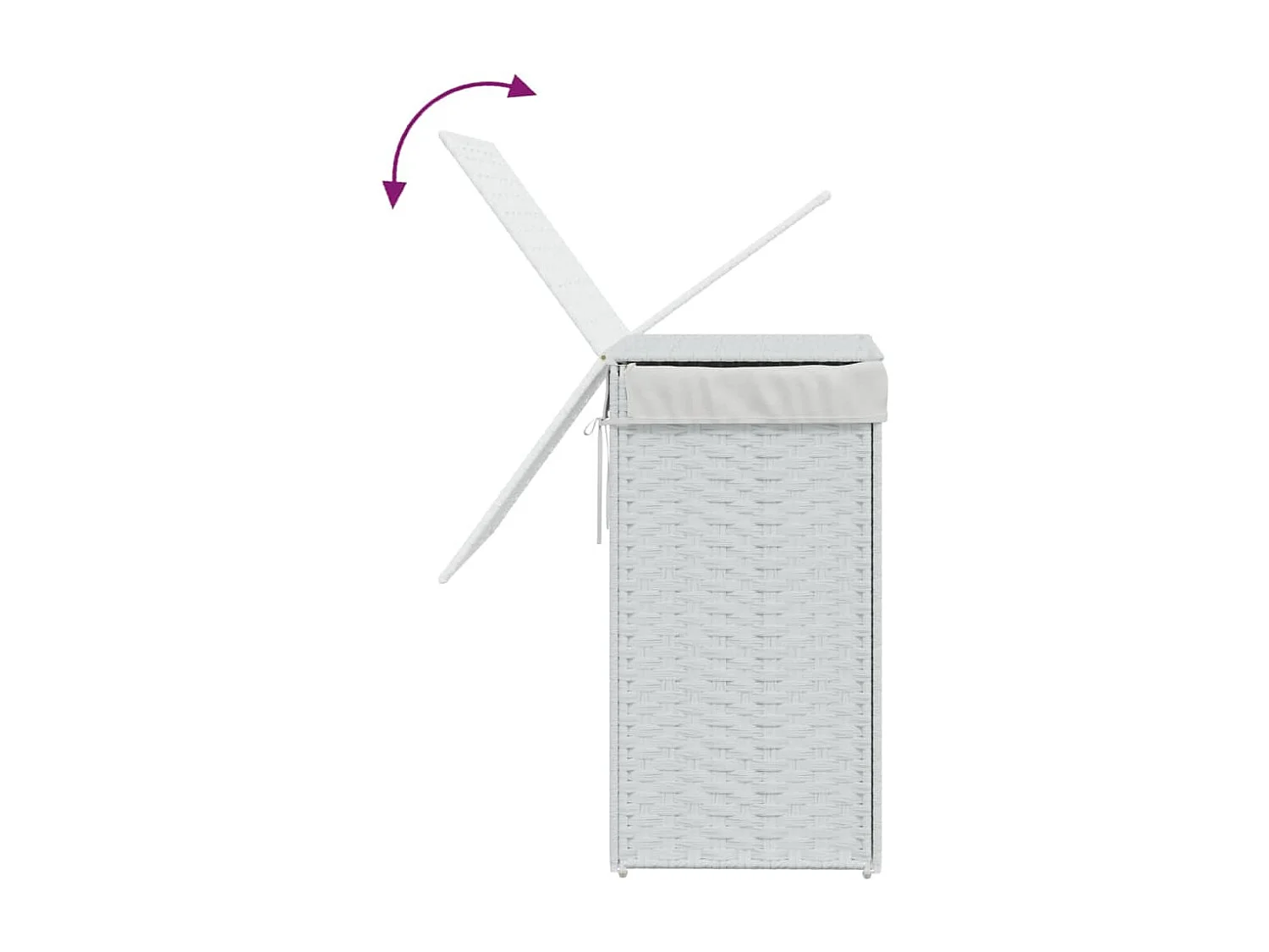 Panier à linge avec couvercle blanc 46x33x60 cm résine tressée