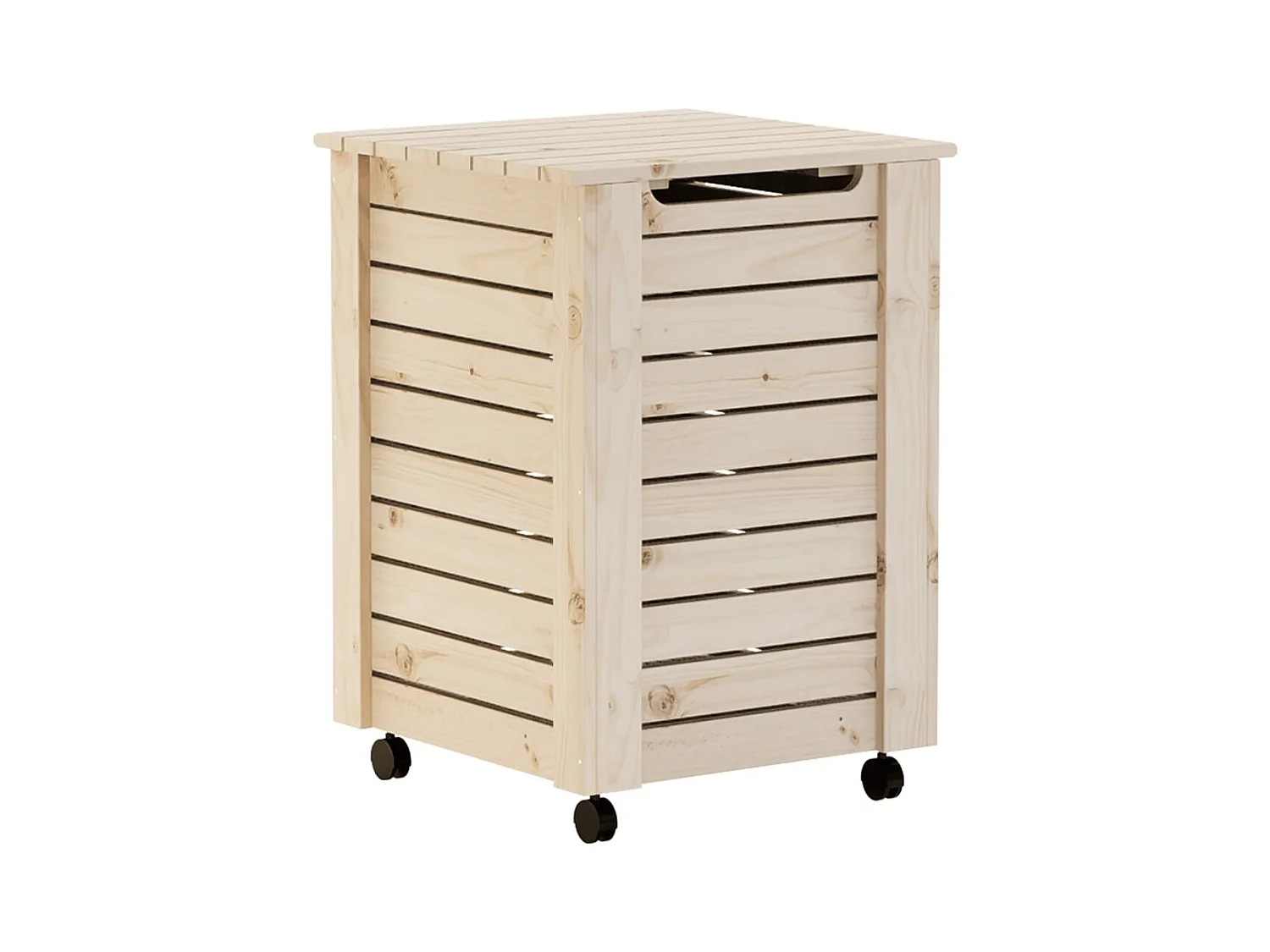 Panier à linge et roulettes RANA 45x45x64 cm bois massif de pin