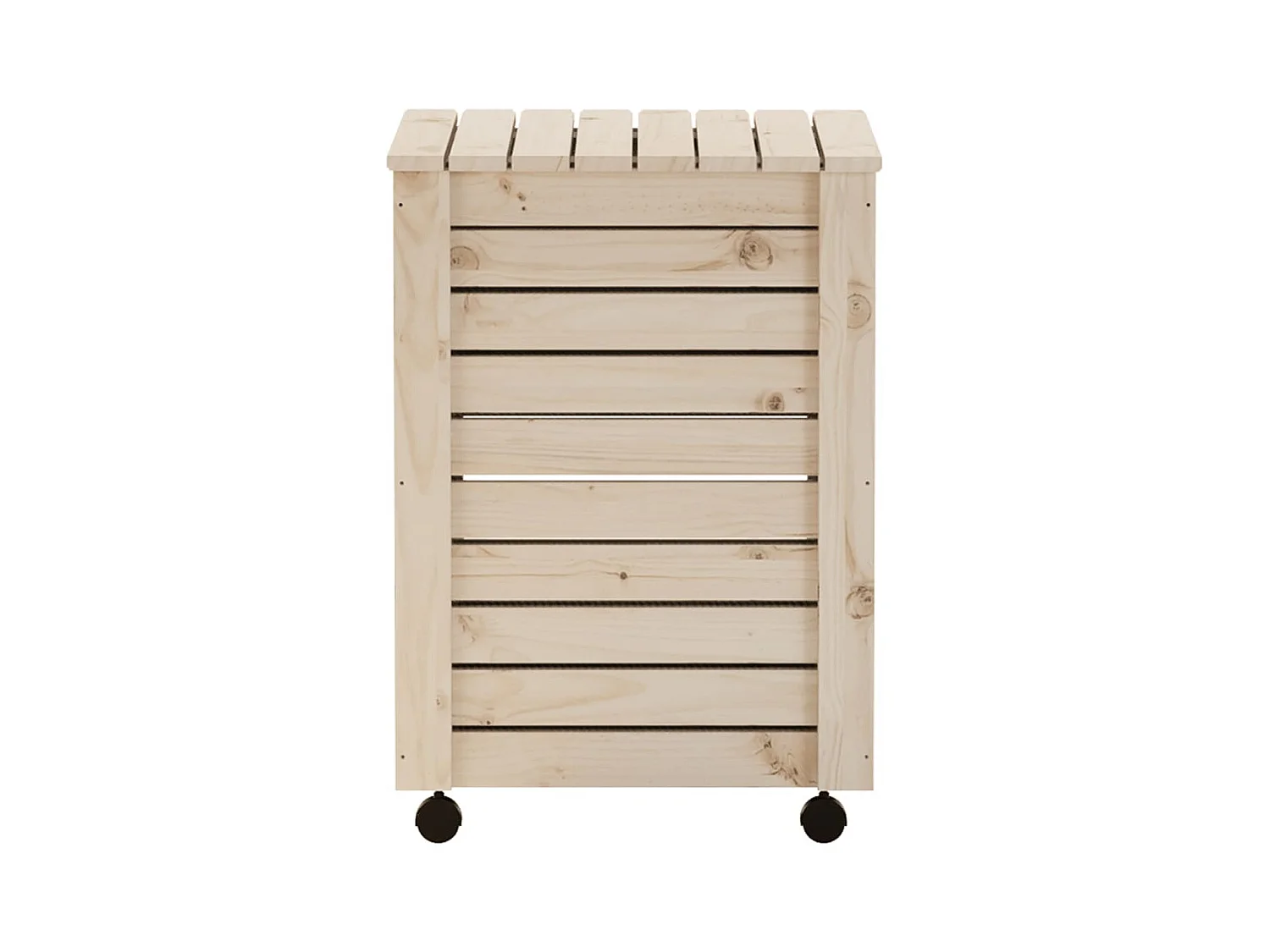 Panier à linge et roulettes RANA 45x45x64 cm bois massif de pin