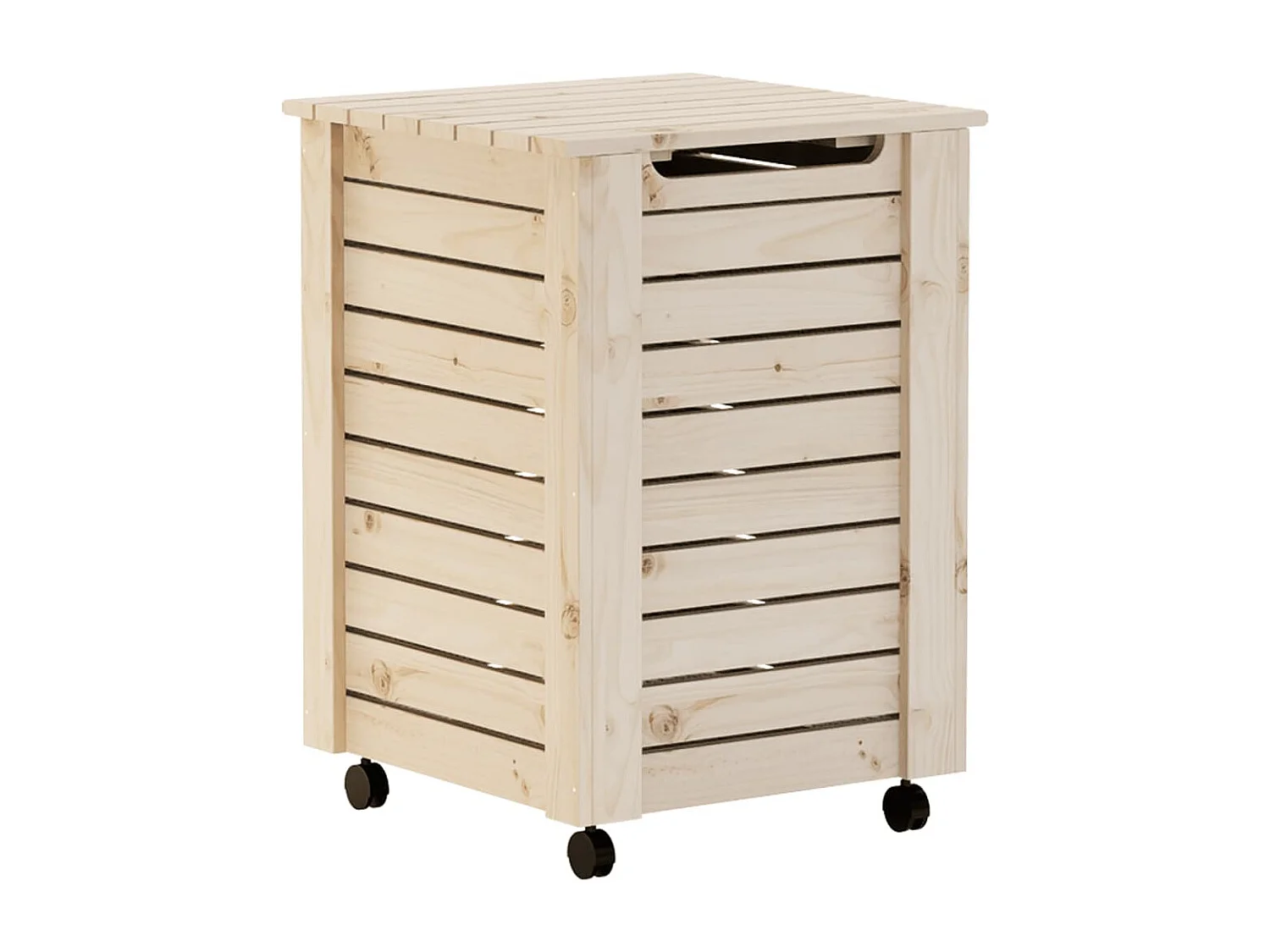 Panier à linge et roulettes RANA 45x45x64 cm bois massif de pin