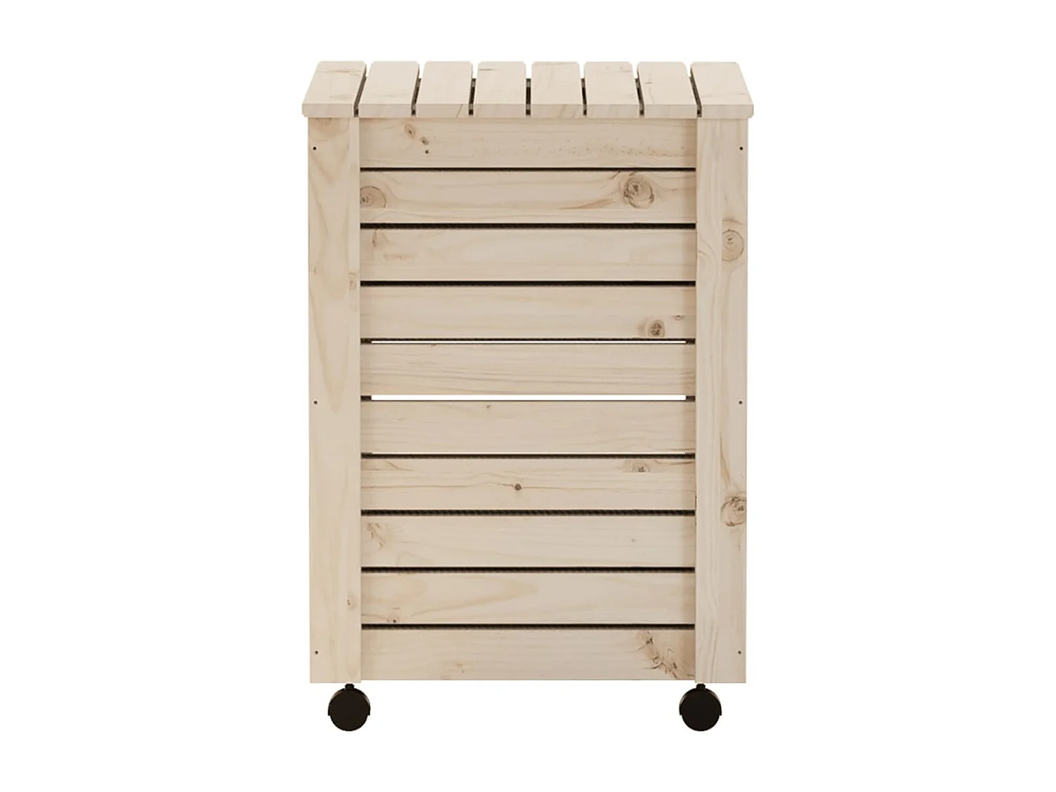 Panier à linge et roulettes RANA 45x45x64 cm bois massif de pin