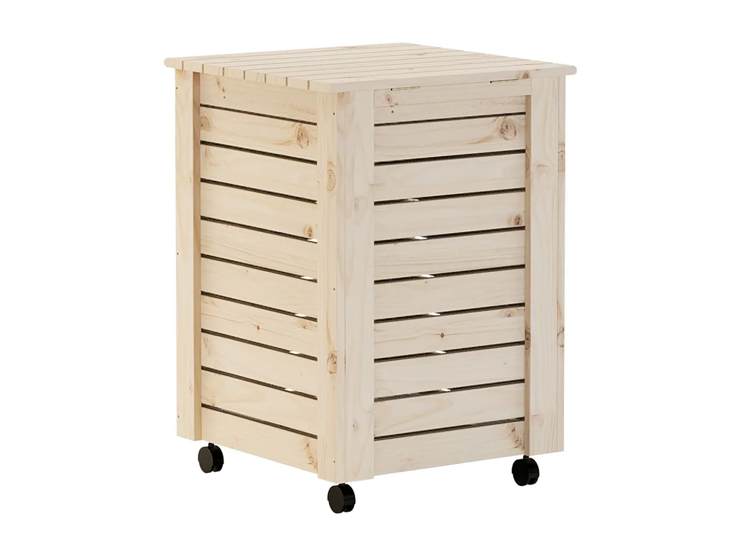 Panier à linge et roulettes RANA 45x45x64 cm bois massif de pin