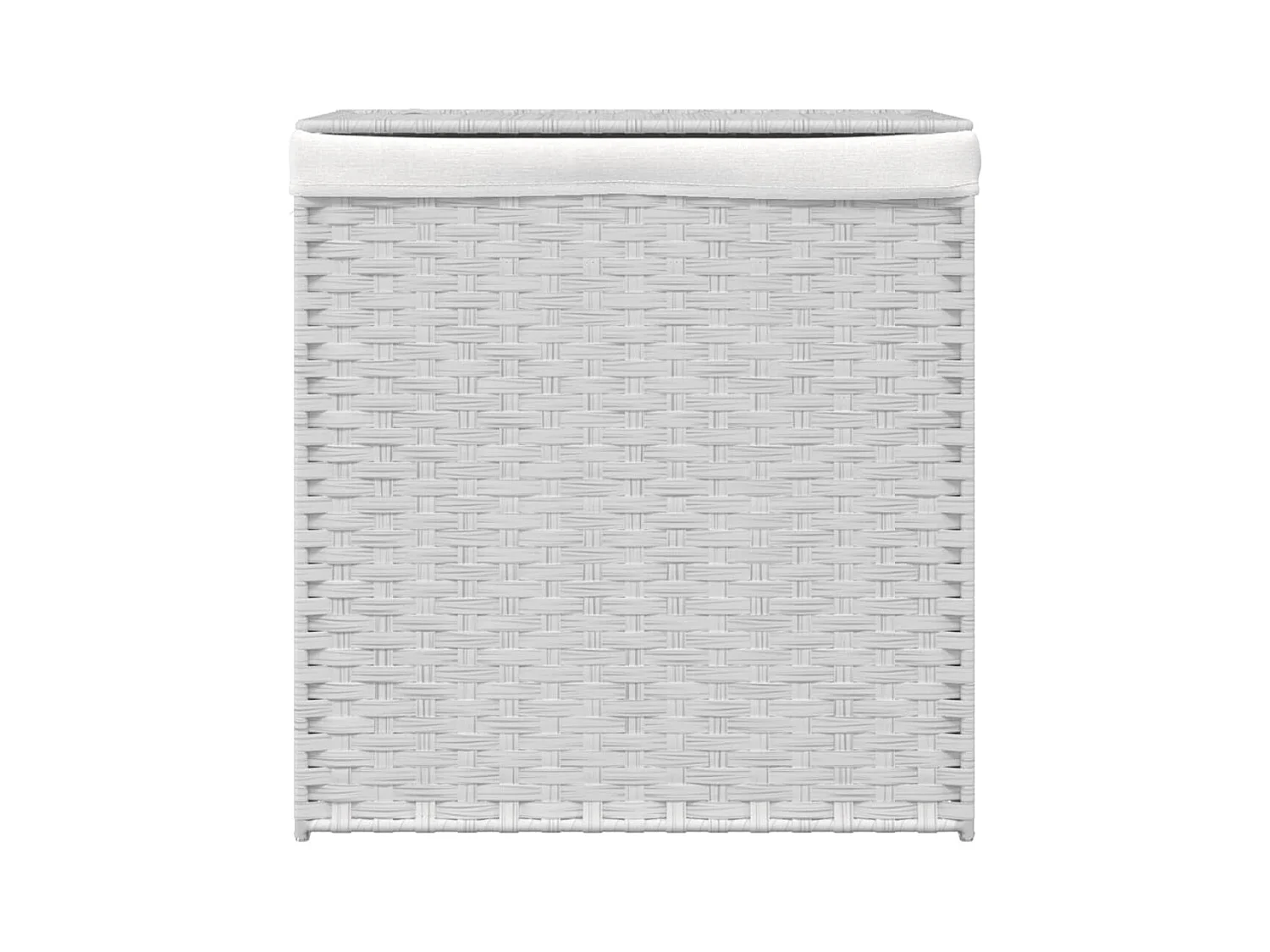 Panier à linge avec 2 sections blanc 53x35x57 cm résine tressée