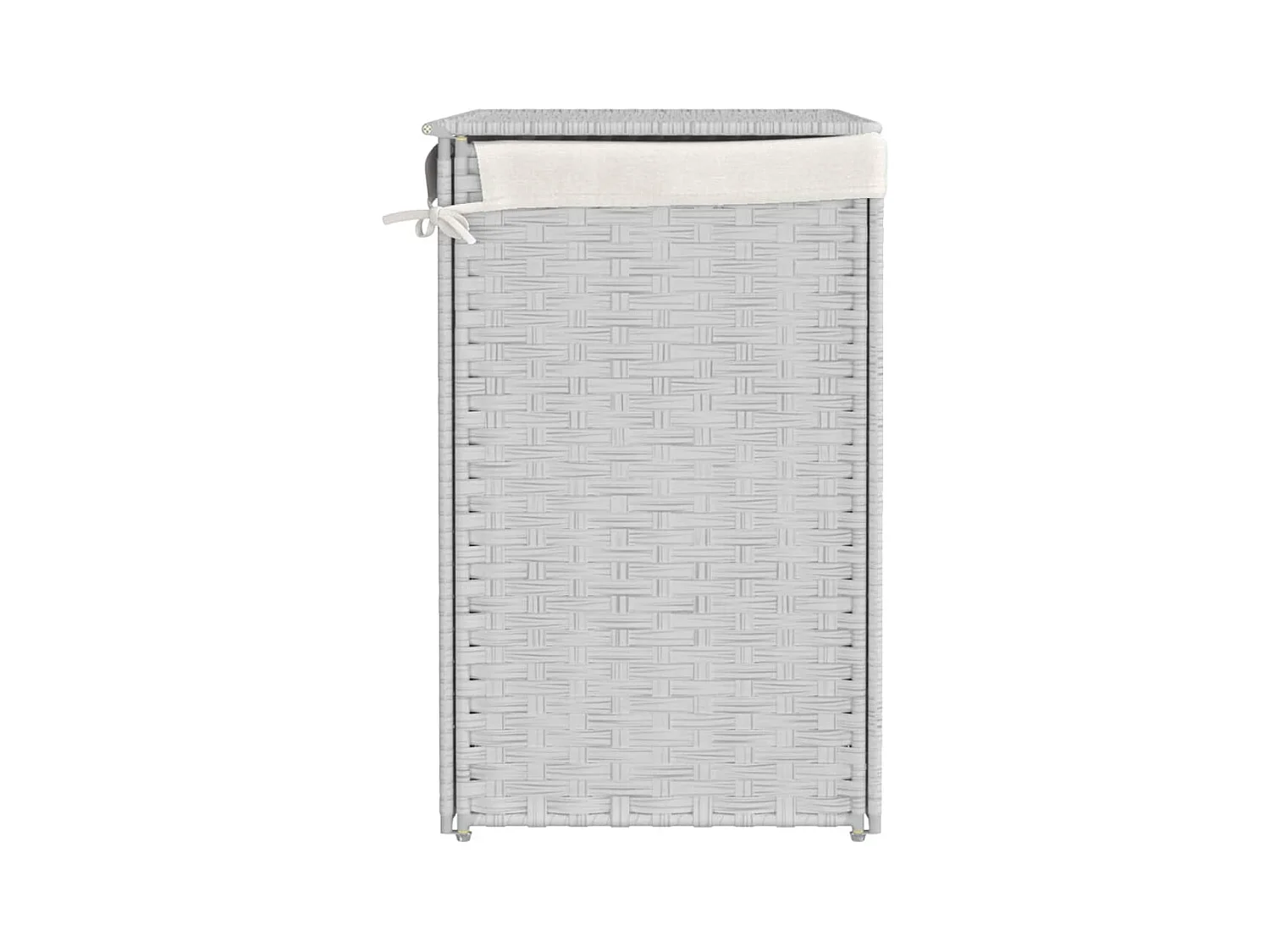 Panier à linge avec 2 sections blanc 53x35x57 cm résine tressée