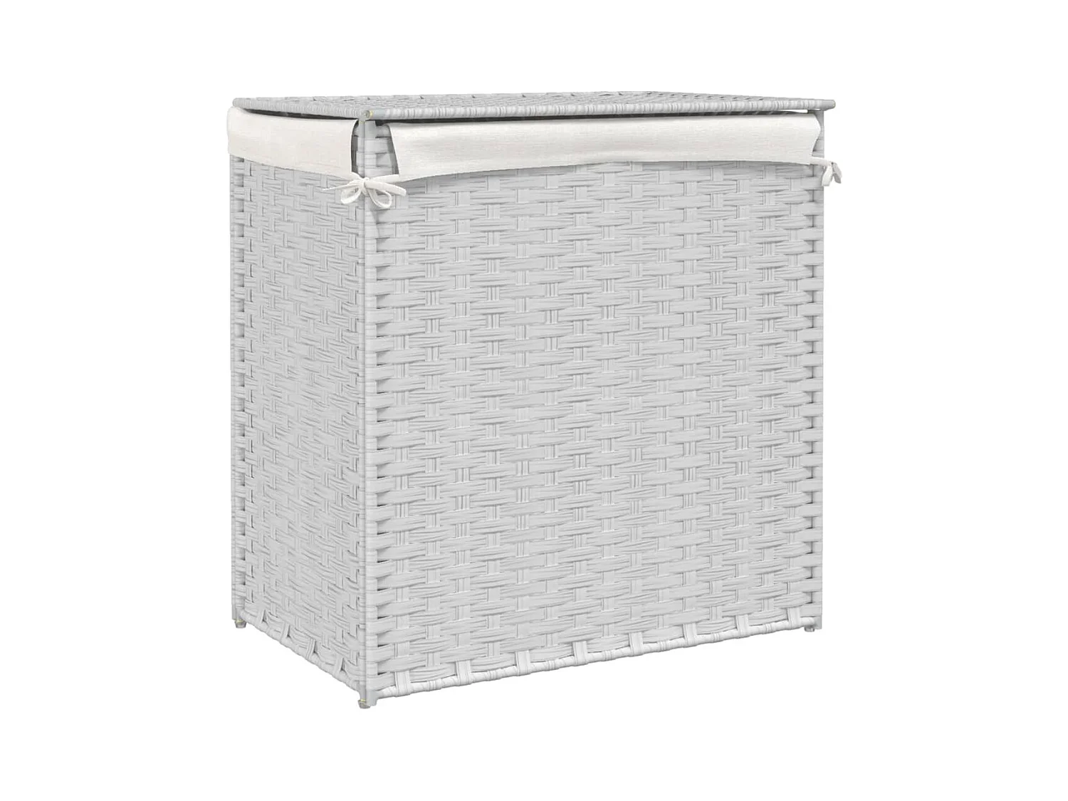 Panier à linge avec 2 sections blanc 53x35x57 cm résine tressée