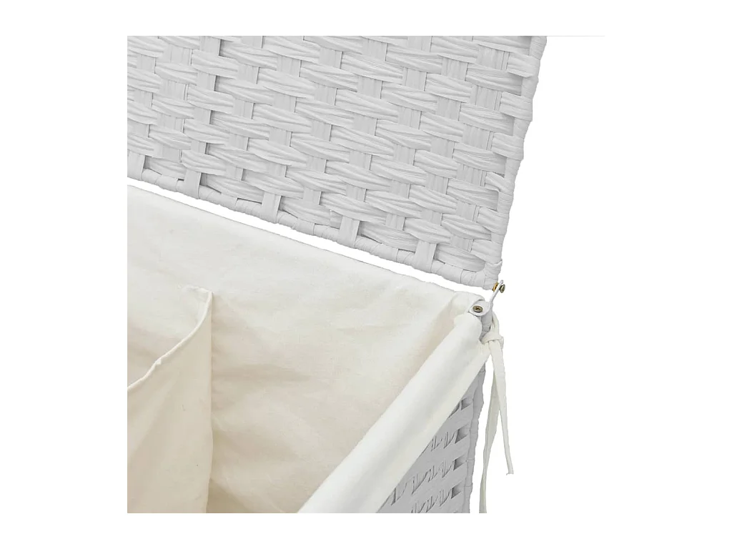 Panier à linge avec 2 sections blanc 53x35x57 cm résine tressée