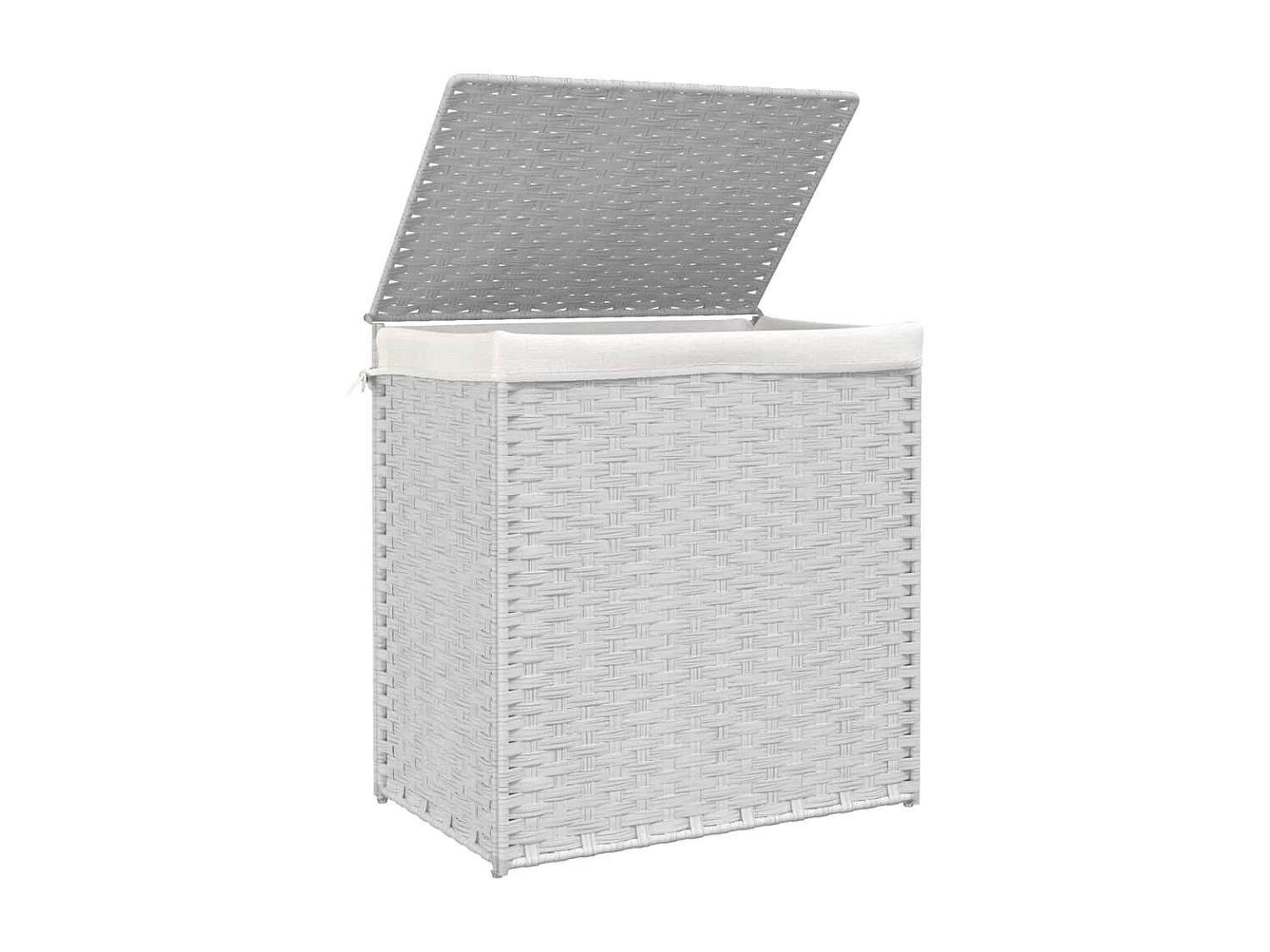 Panier à linge avec 2 sections blanc 53x35x57 cm résine tressée