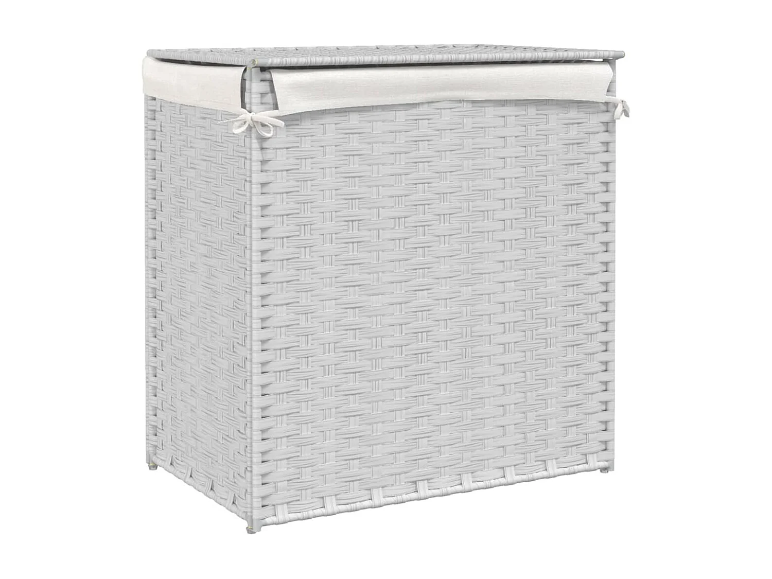 Panier à linge avec 2 sections blanc 53x35x57 cm résine tressée