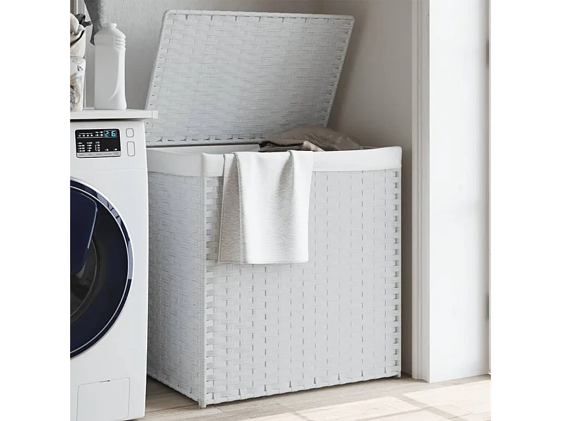 Wasmand met 2 vakken wit 53x35x57 cm gevlochten hars