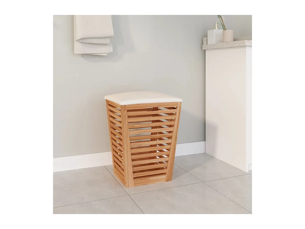 Tabouret de salle de bain 40,5x40,5x56 cm Bois massif de noyer