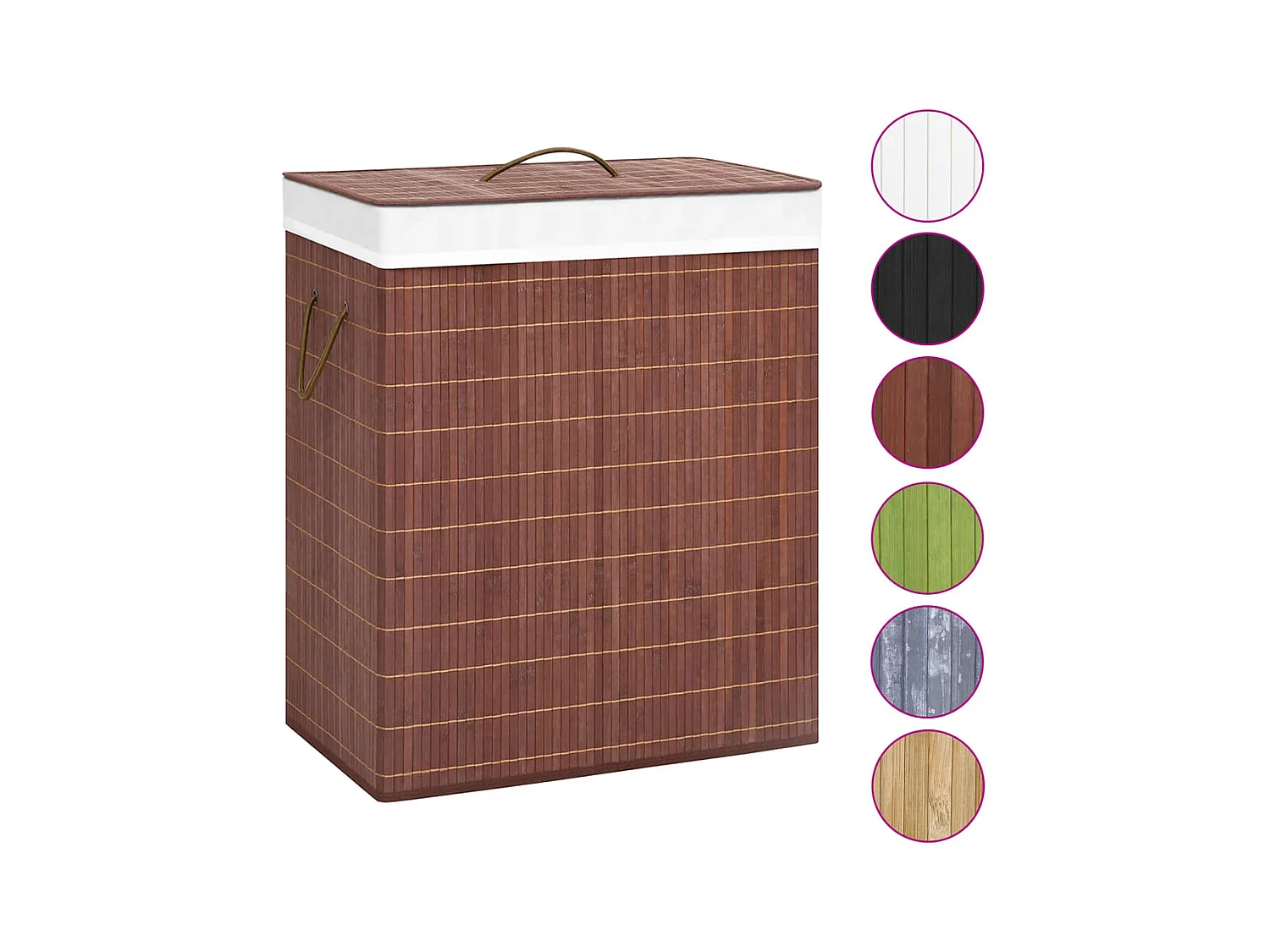 Panier à linge avec 2 sections bambou marron 100 L