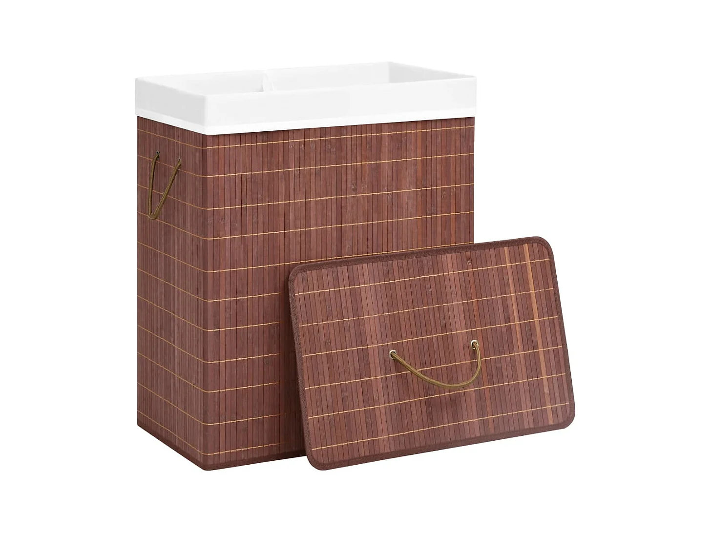 Panier à linge avec 2 sections bambou marron 100 L