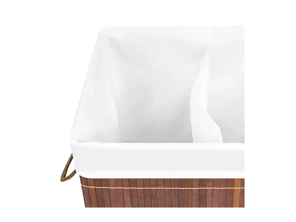Panier à linge avec 2 sections bambou marron 100 L