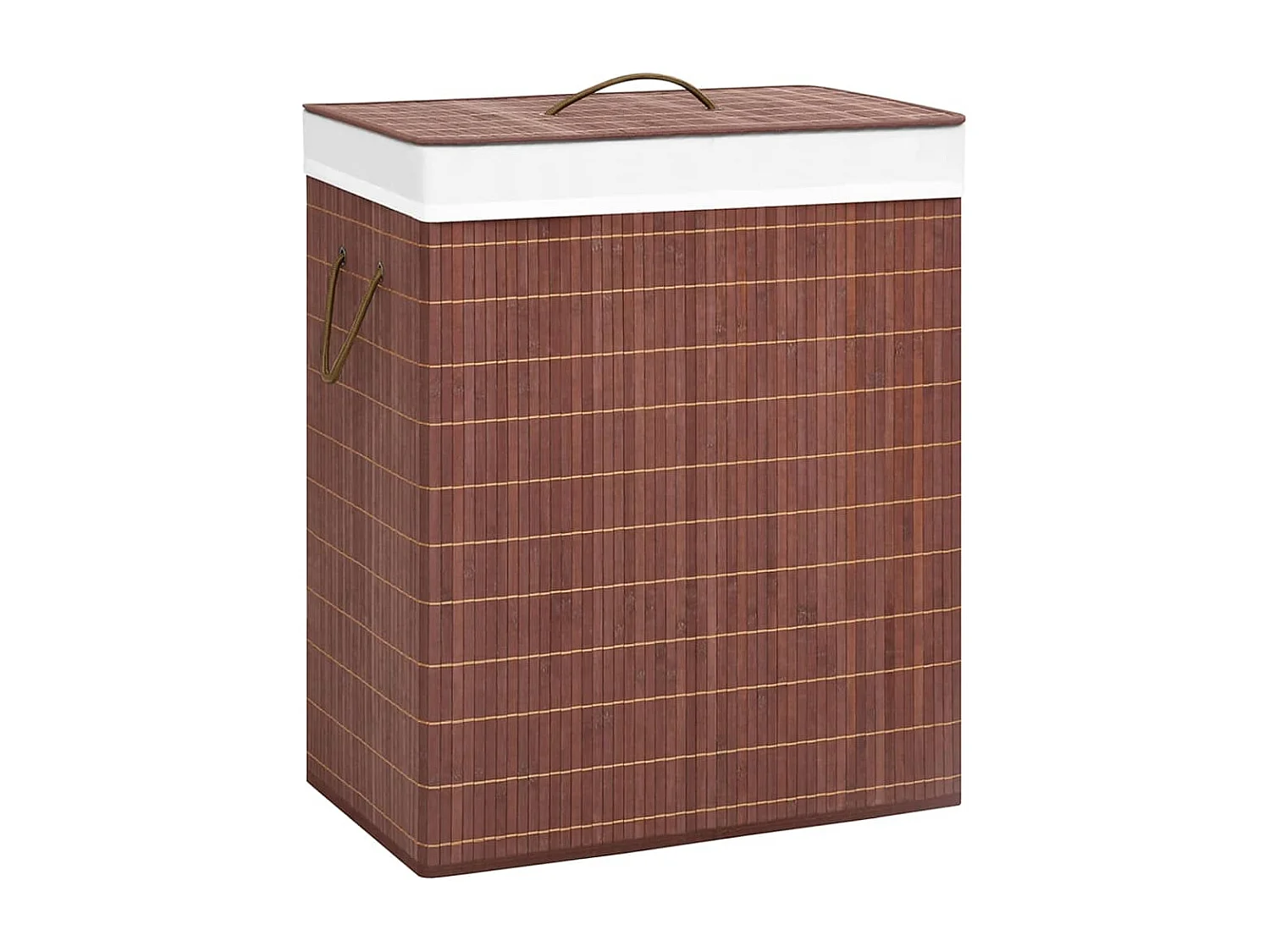Panier à linge avec 2 sections bambou marron 100 L