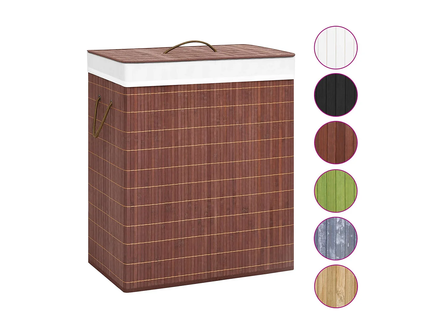 Panier à linge avec 2 sections bambou marron 100 L