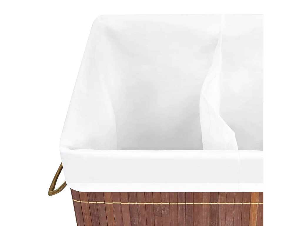 Panier à linge avec 2 sections bambou marron 100 L