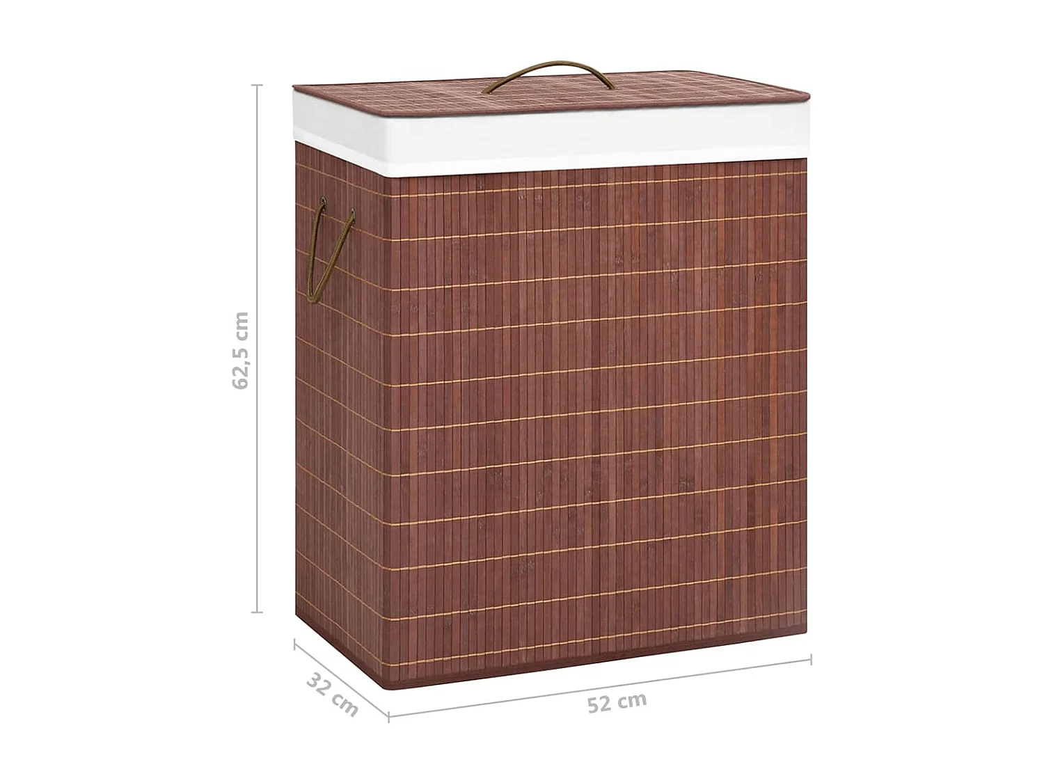 Panier à linge avec 2 sections bambou marron 100 L