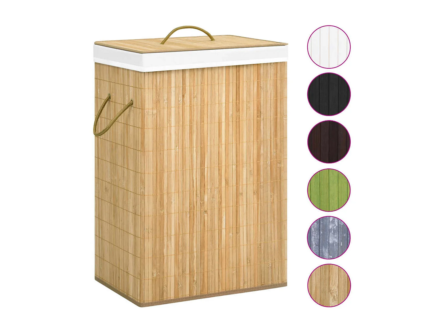 Panier à linge avec 2 sections bambou 72 L
