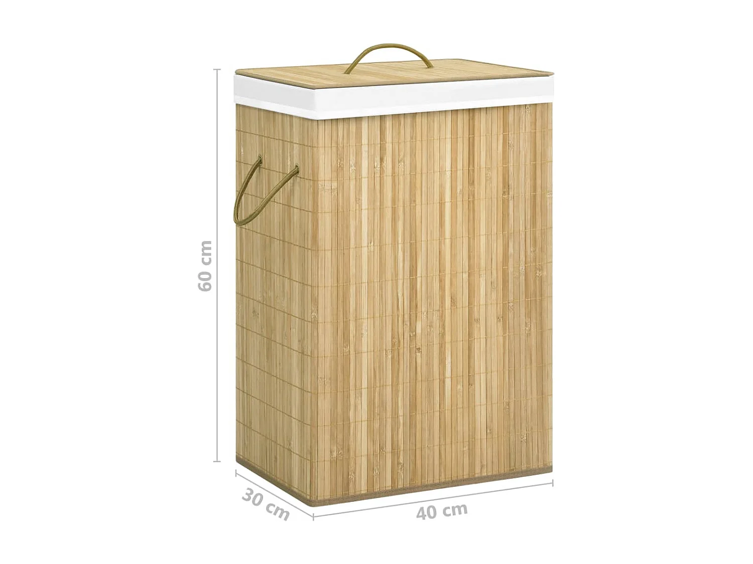 Panier à linge avec 2 sections bambou 72 L