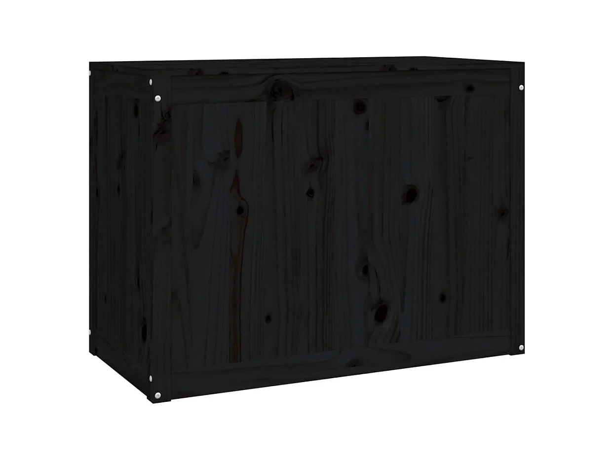 Contenitore per biancheria nero 88,5x44x66 cm in legno massello di pino