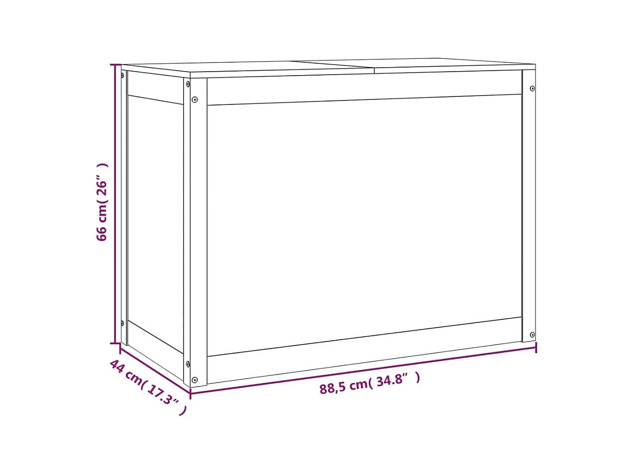 Contenitore per biancheria nero 88,5x44x66 cm in legno massello di pino