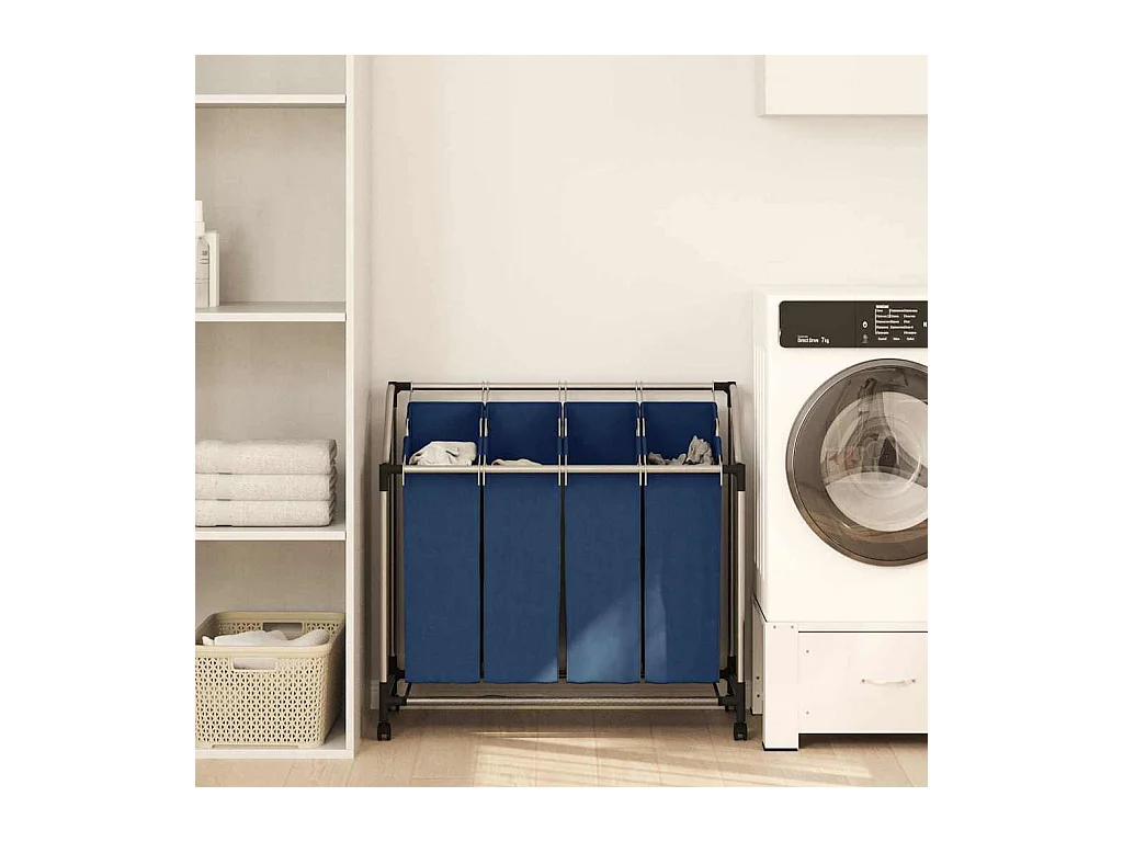 Trieuse à linge avec 4 sacs Bleu Acier